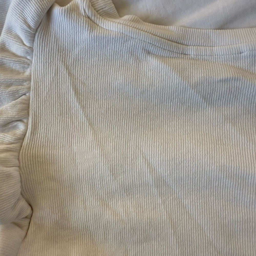 Zara White Ruffle Sleeve Crop Top - Picture 6 of 7